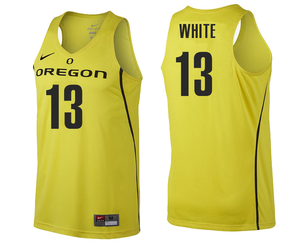 male oregon ducks yellow paul white ncaa college basketball player tank top jersey