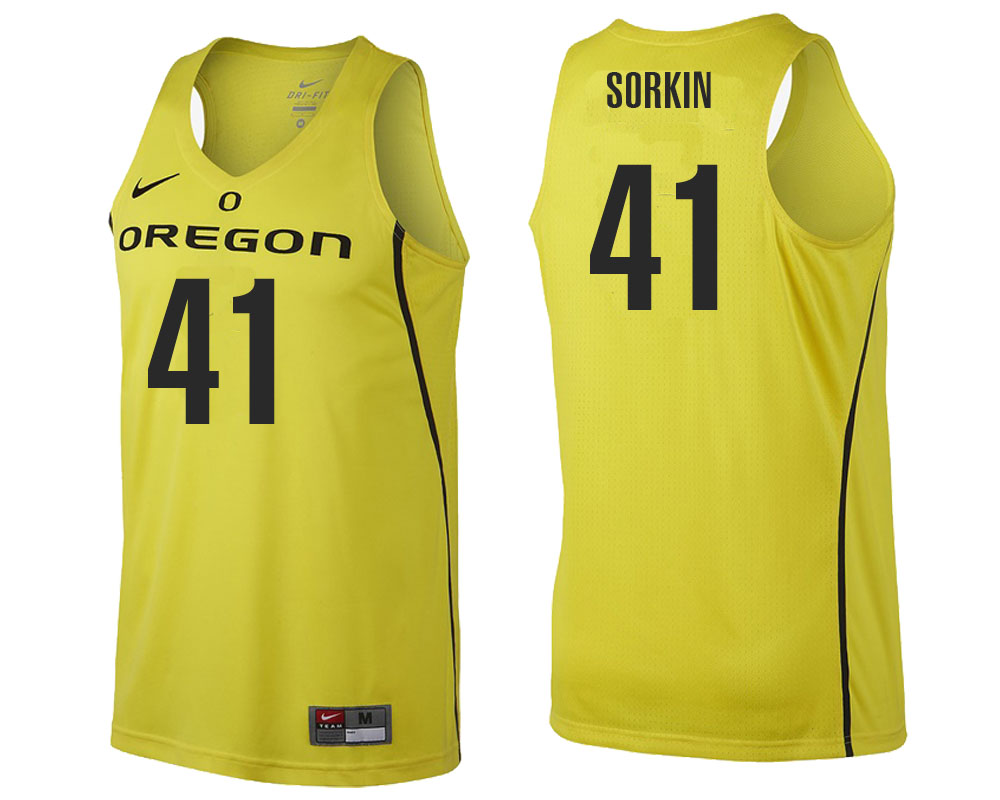 male oregon ducks yellow roman sorkin ncaa college basketball player tank top jersey