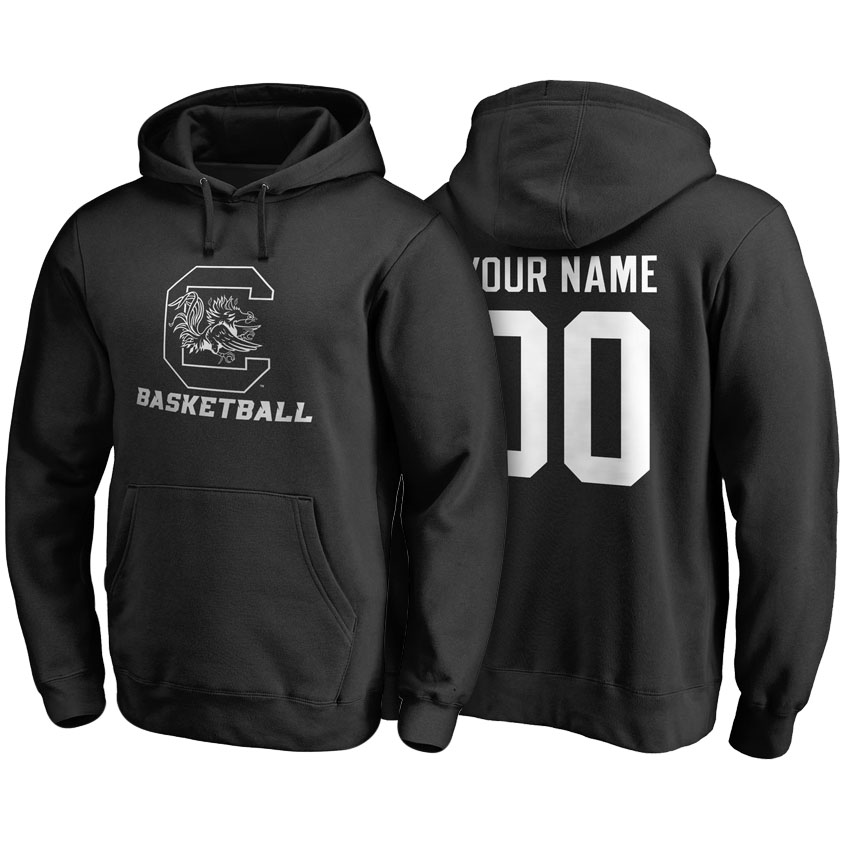 male south carolina gamecocks black custom name and number basketball hoodie