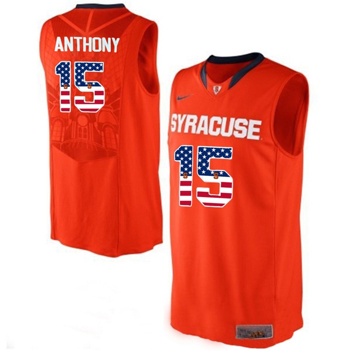 male syracuse orange 15 camerlo anthony orange national flag basketball jersey