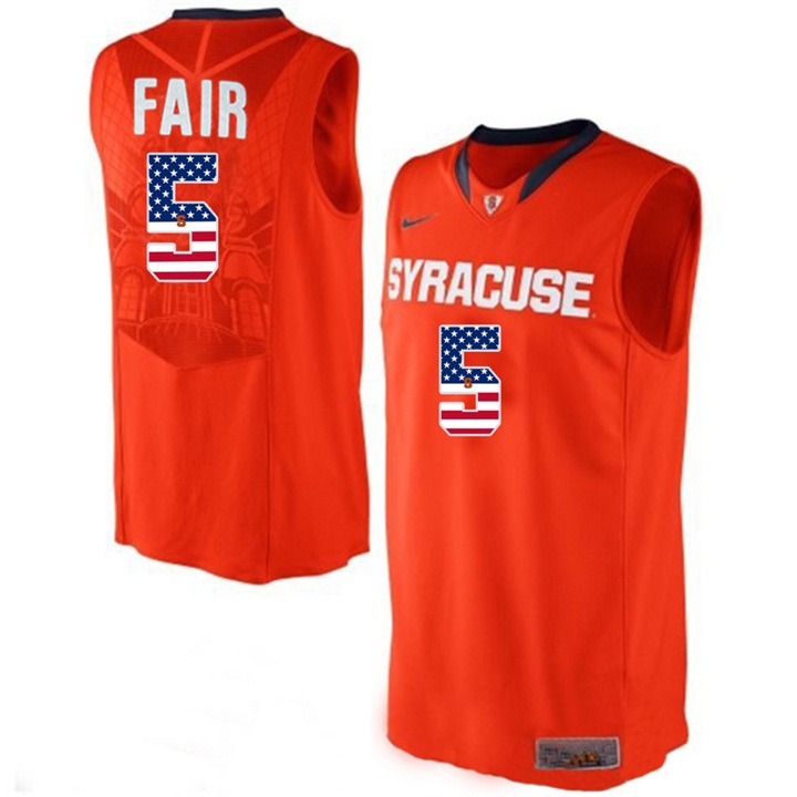 male syracuse orange 5 c.j fair orange national flag basketball jersey