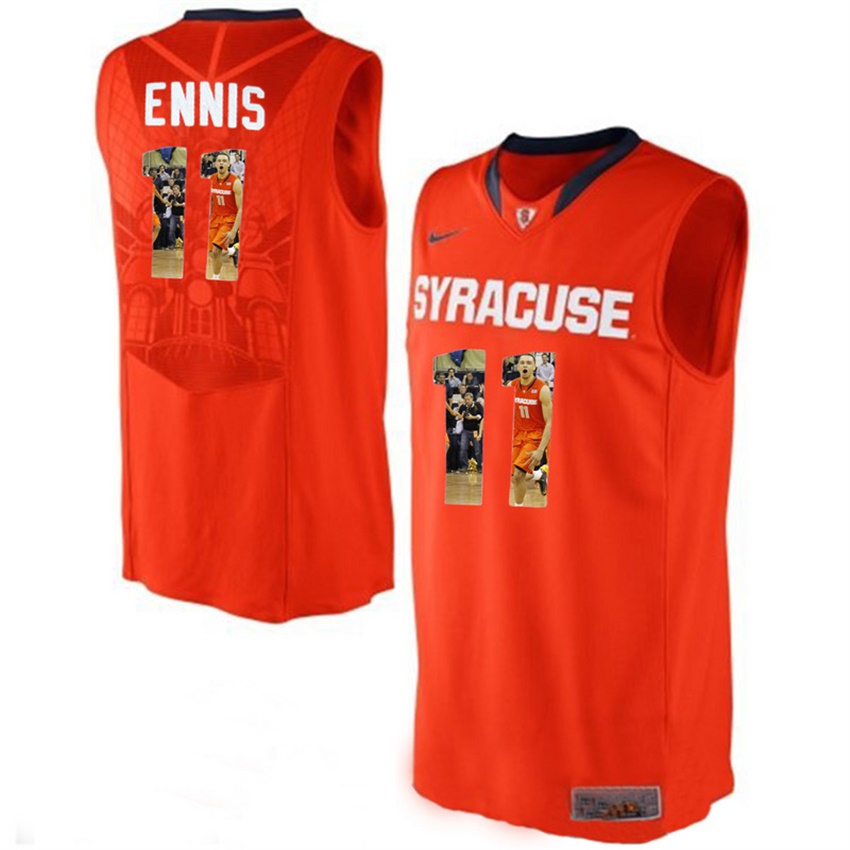 male syracuse orange orange 11 tyler ennis ncaa basketball jersey with player pictorial
