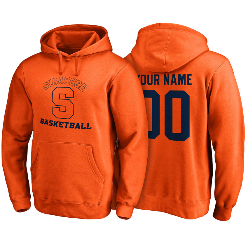 male syracuse orange orange custom name and number basketball hoodie