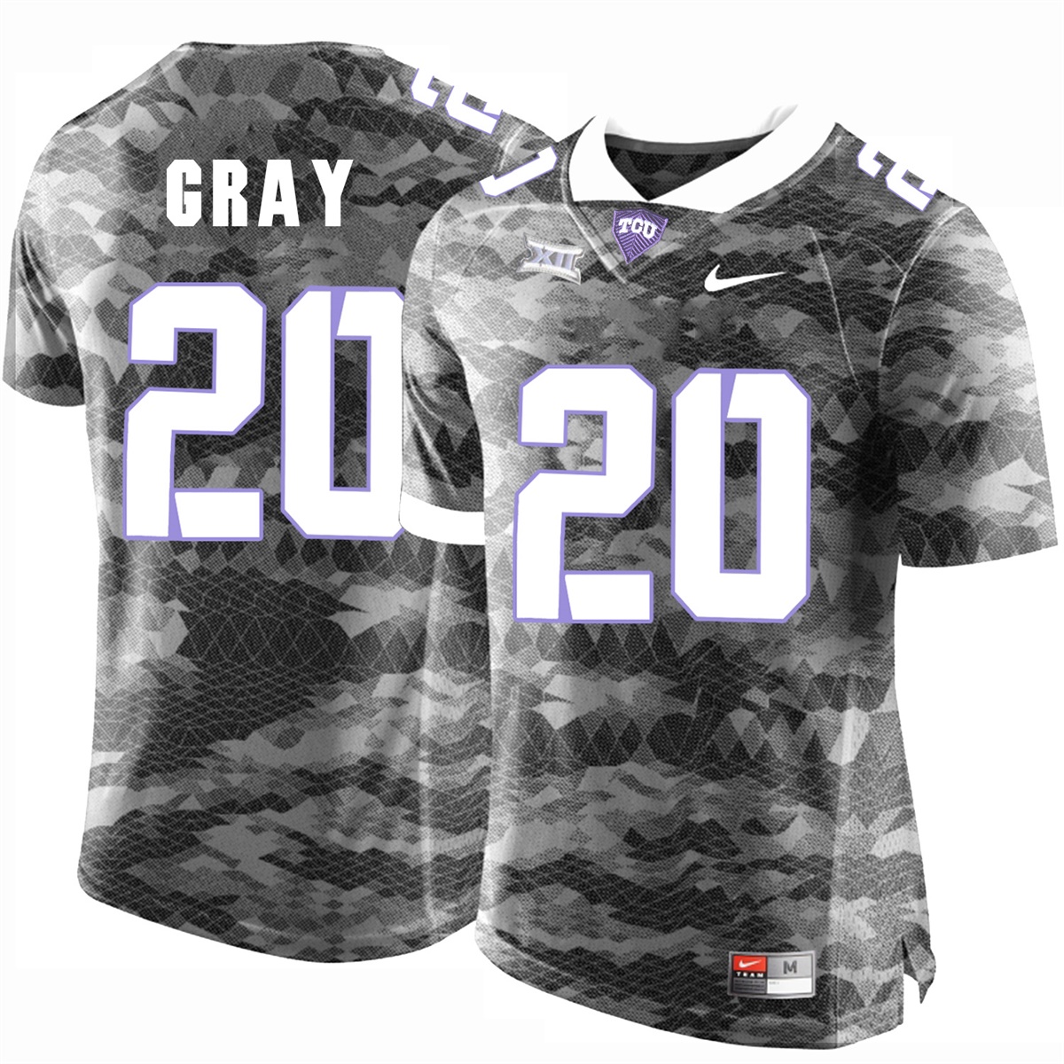 male tcu horned frogs grey deante gray college football jersey