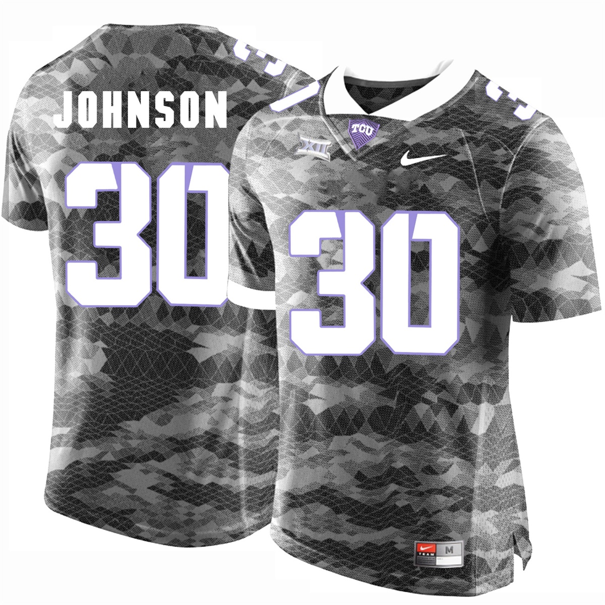 male tcu horned frogs grey denzel johnson college football jersey