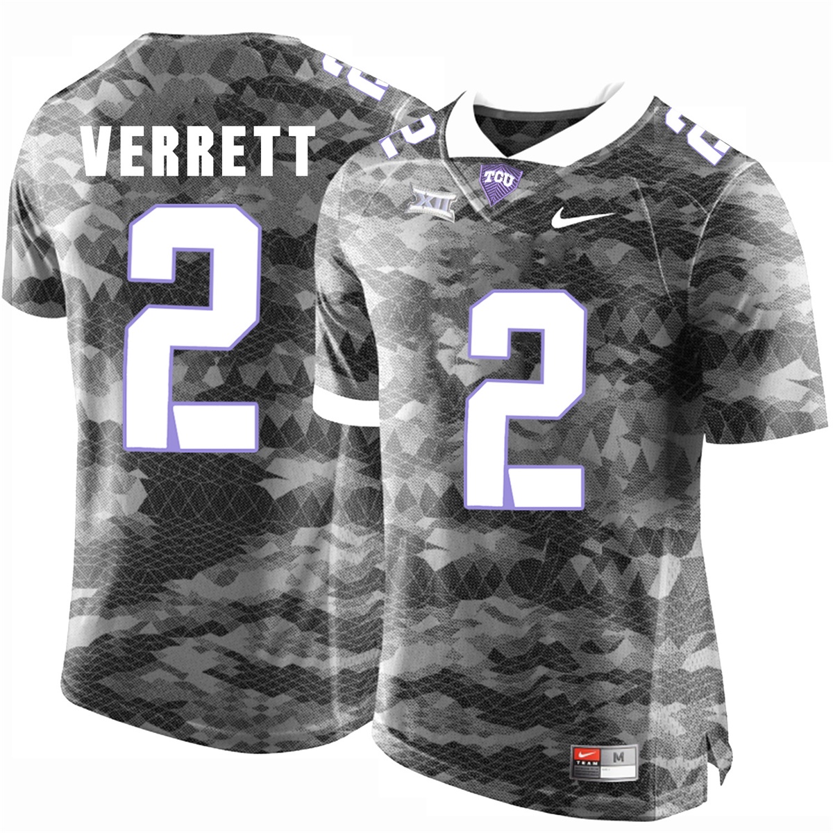 male tcu horned frogs grey jason verrett college football jersey