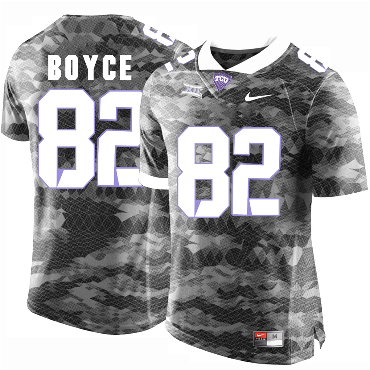 male tcu horned frogs grey josh boyce college football jersey