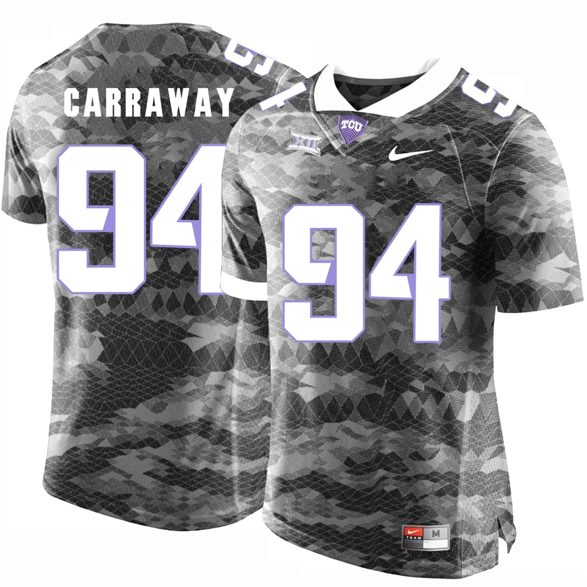 male tcu horned frogs grey josh carraway college football jersey