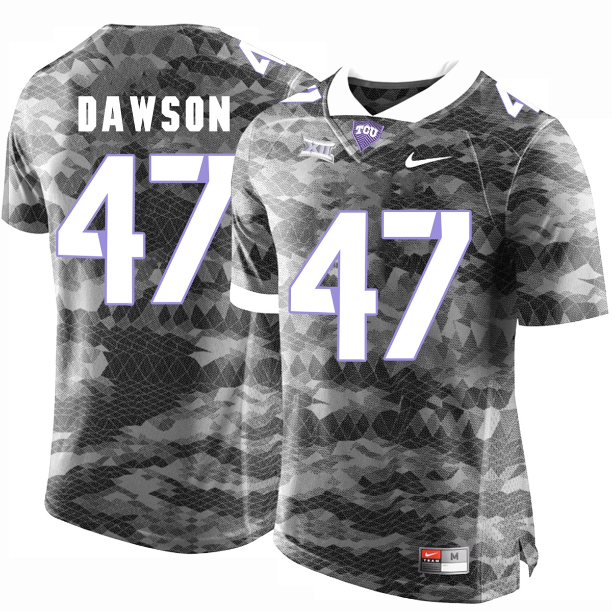 male tcu horned frogs grey p.j. dawson college football jersey