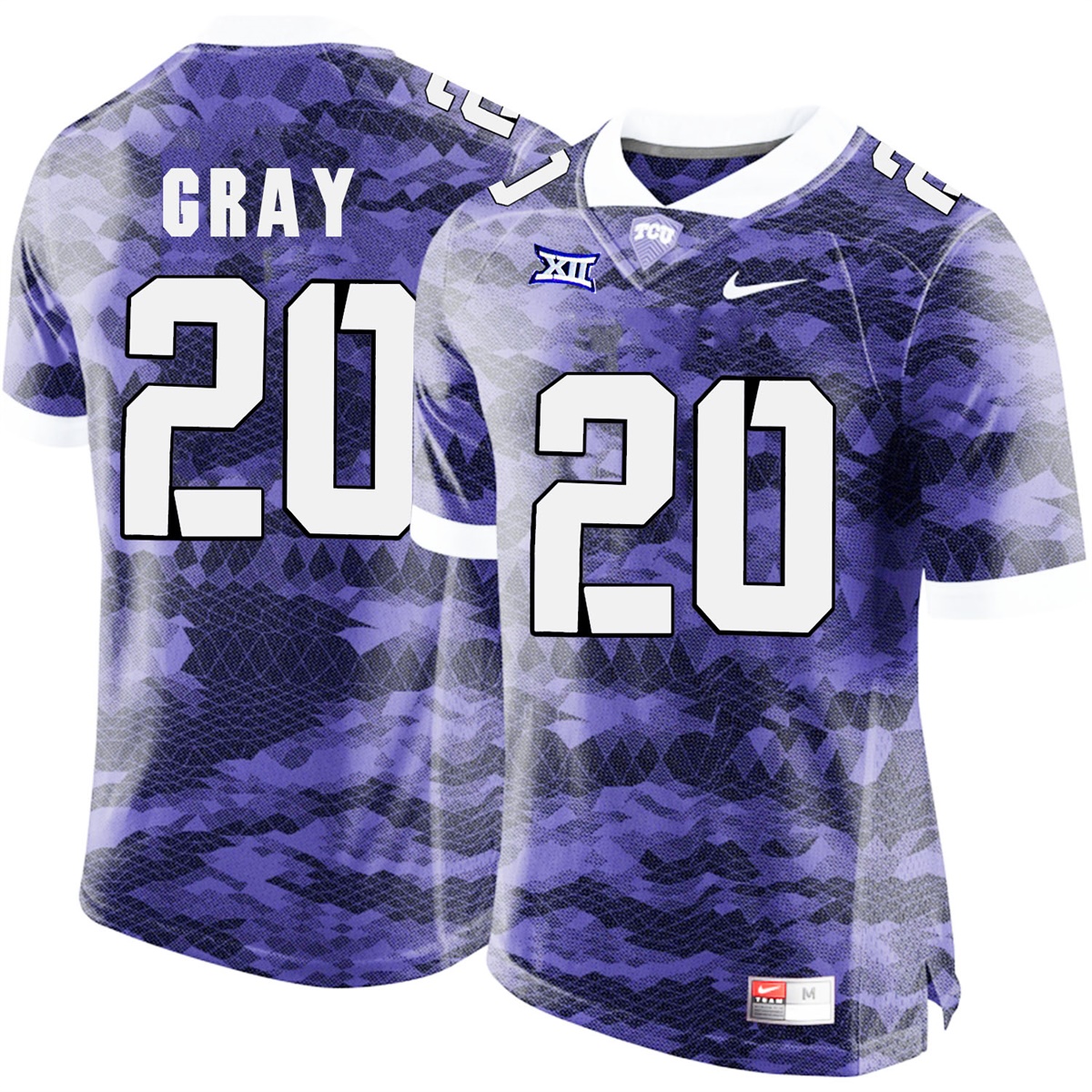 male tcu horned frogs purple deante gray college football jersey