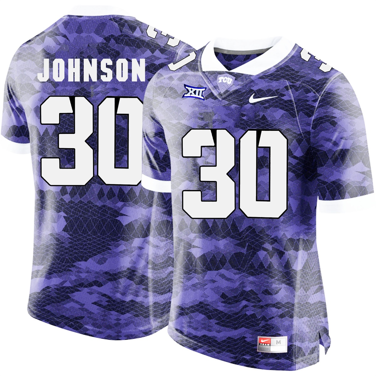 male tcu horned frogs purple denzel johnson college football jersey