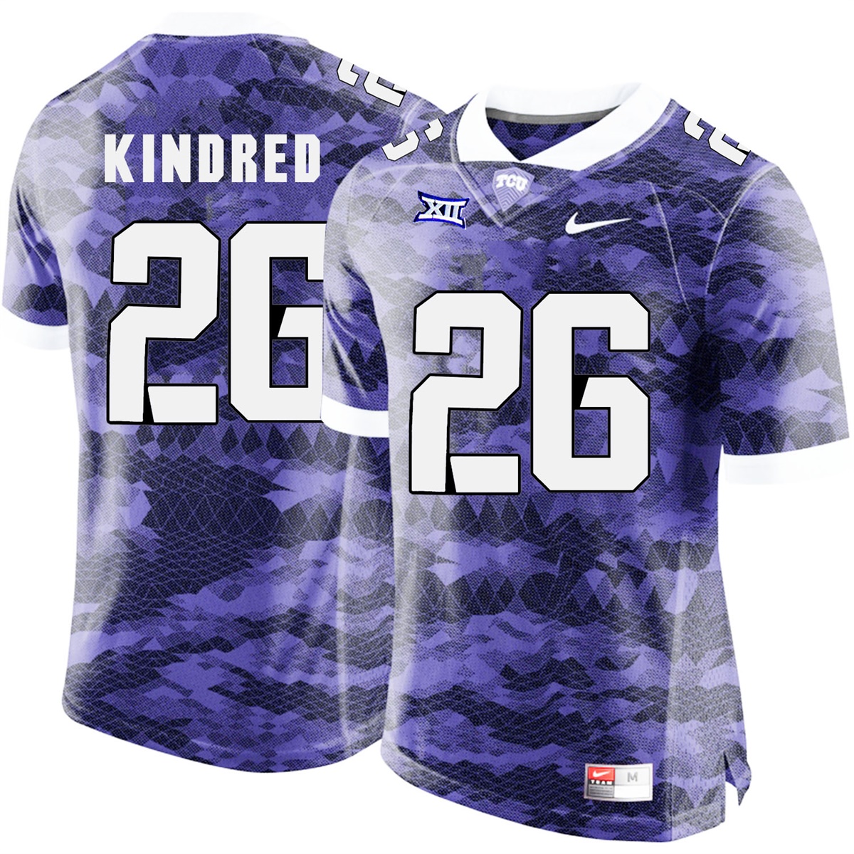 male tcu horned frogs purple derrick kindred college football jersey