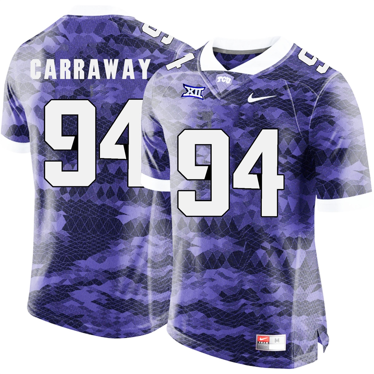 male tcu horned frogs purple josh carraway college football jersey