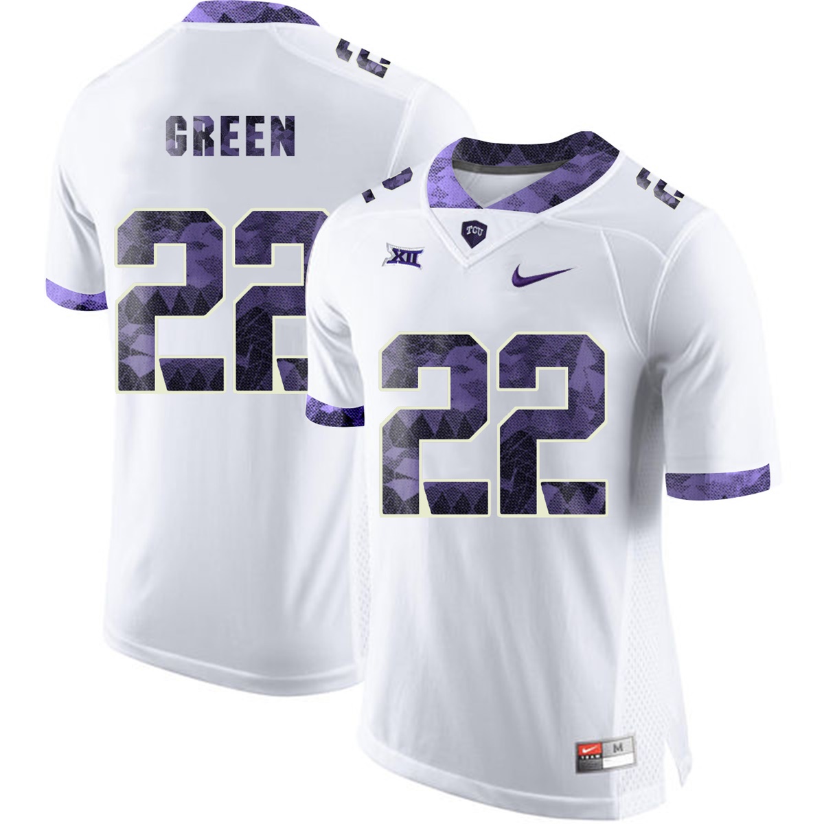 male tcu horned frogs white aaron green college football jersey