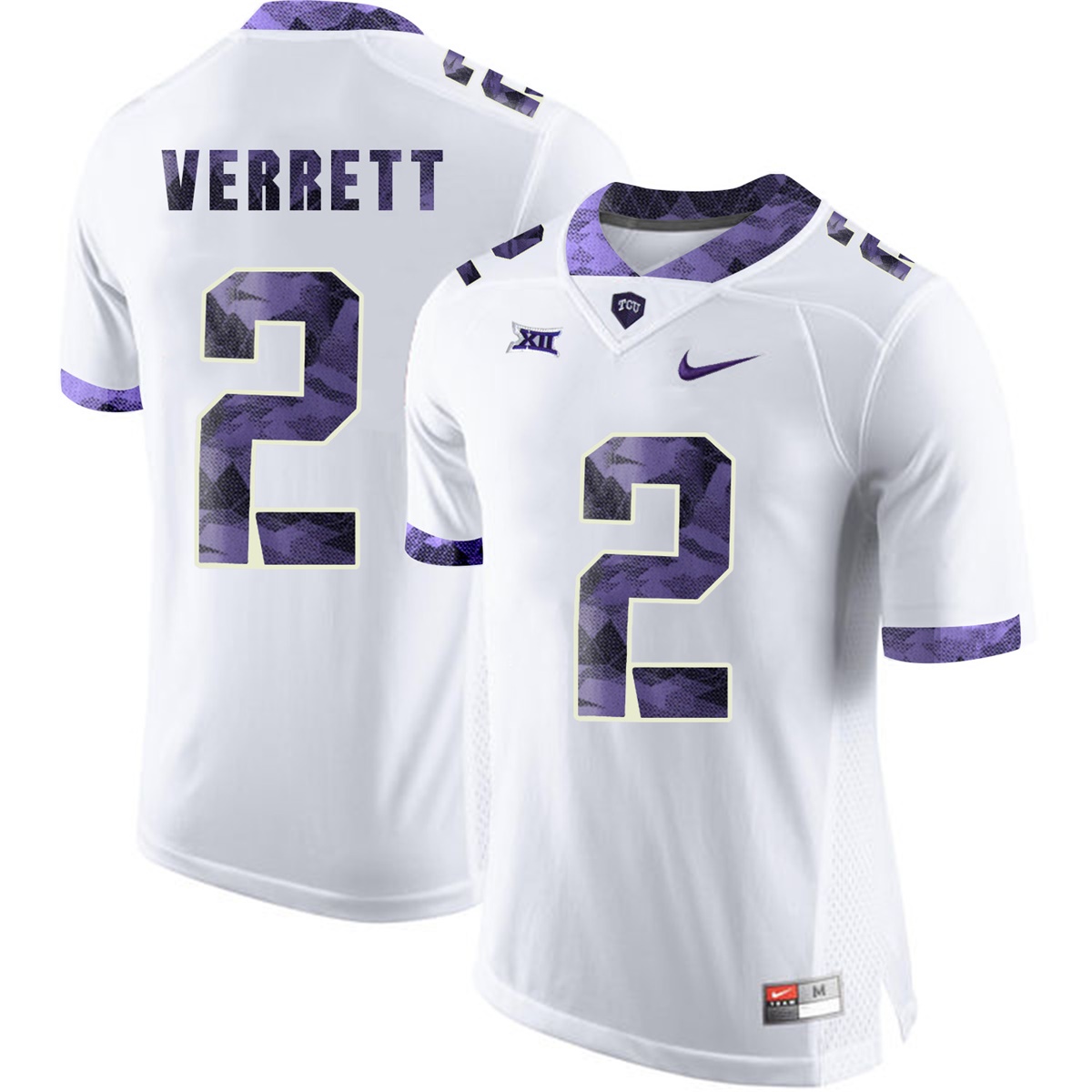 male tcu horned frogs white jason verrett college football jersey