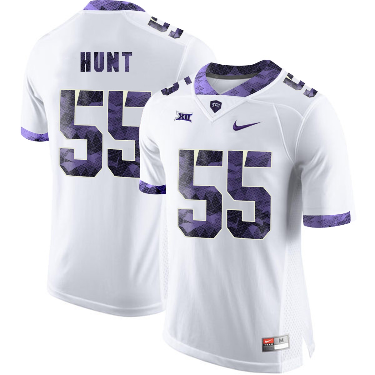 male tcu horned frogs white joey hunt college football jersey