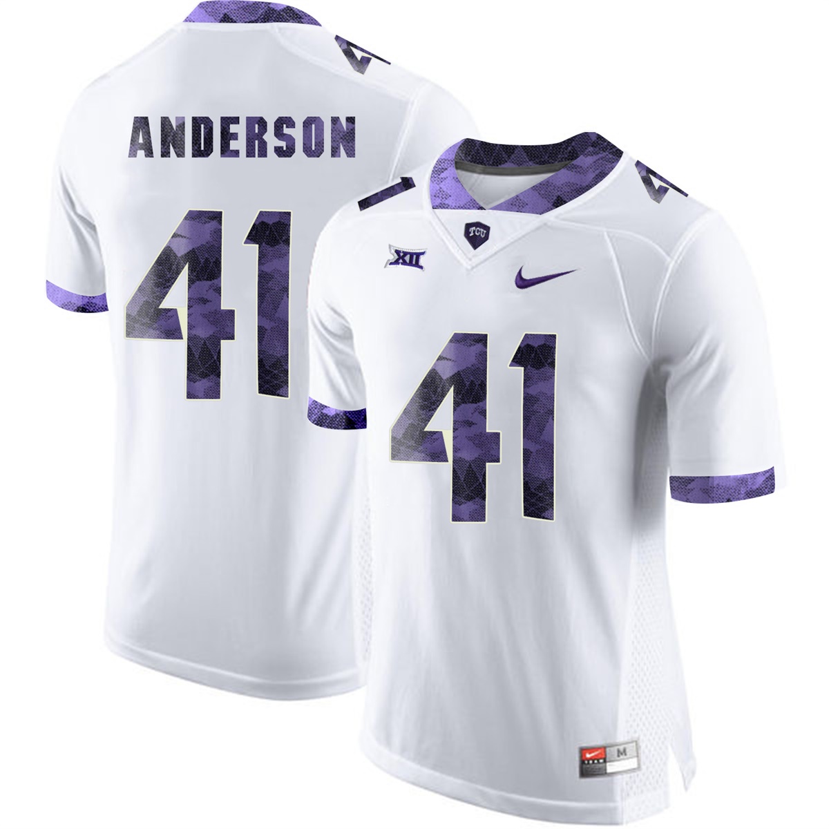 male tcu horned frogs white jonathan anderson college football jersey