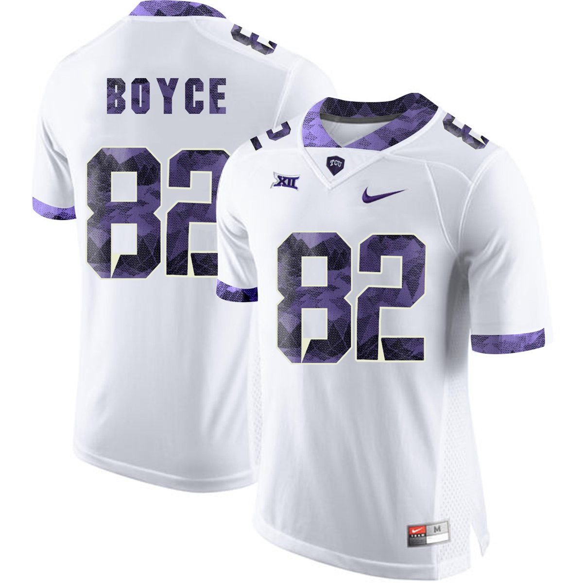 male tcu horned frogs white josh boyce college football jersey