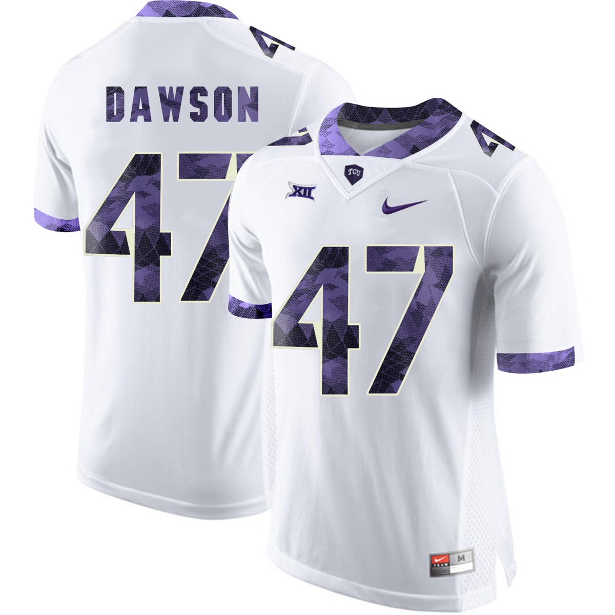male tcu horned frogs white p.j. dawson college football jersey
