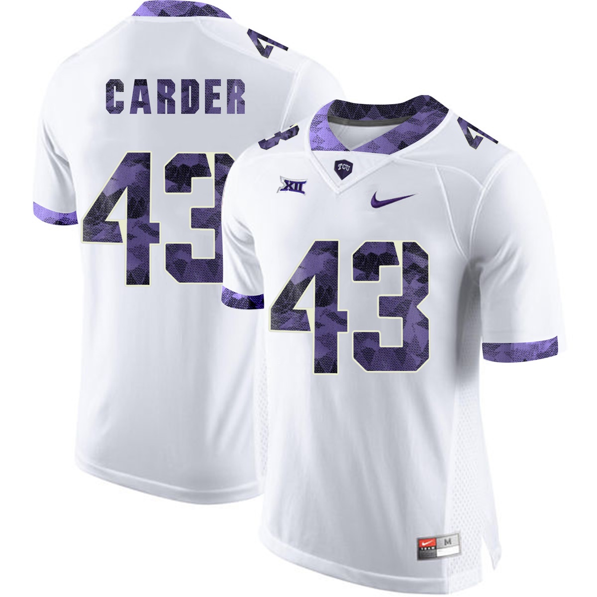 male tcu horned frogs white tank carder college football jersey