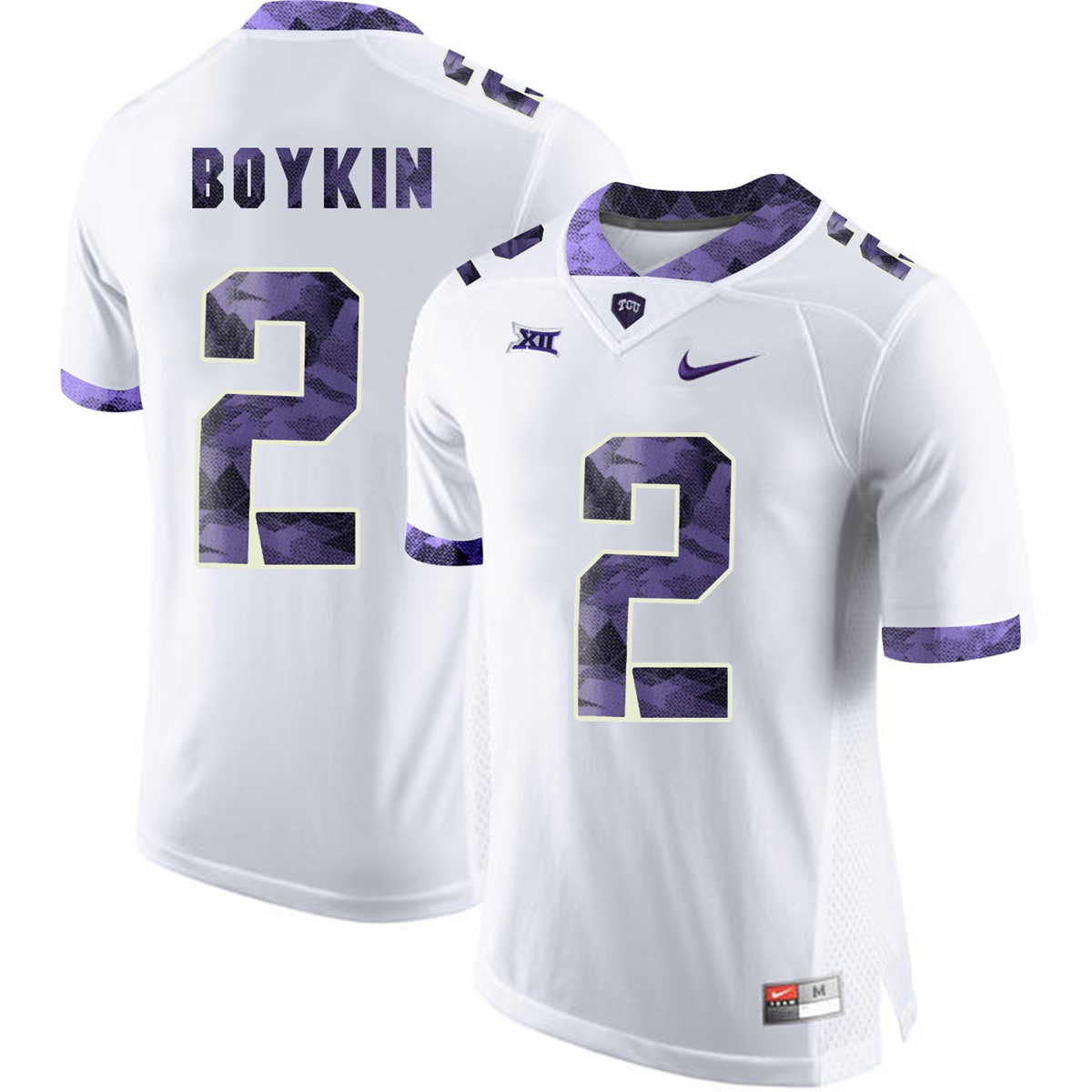male tcu horned frogs white trevone boykin college football jersey