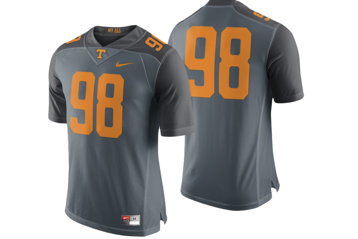 male tennessee volunteers gray 98 college football game performance jersey