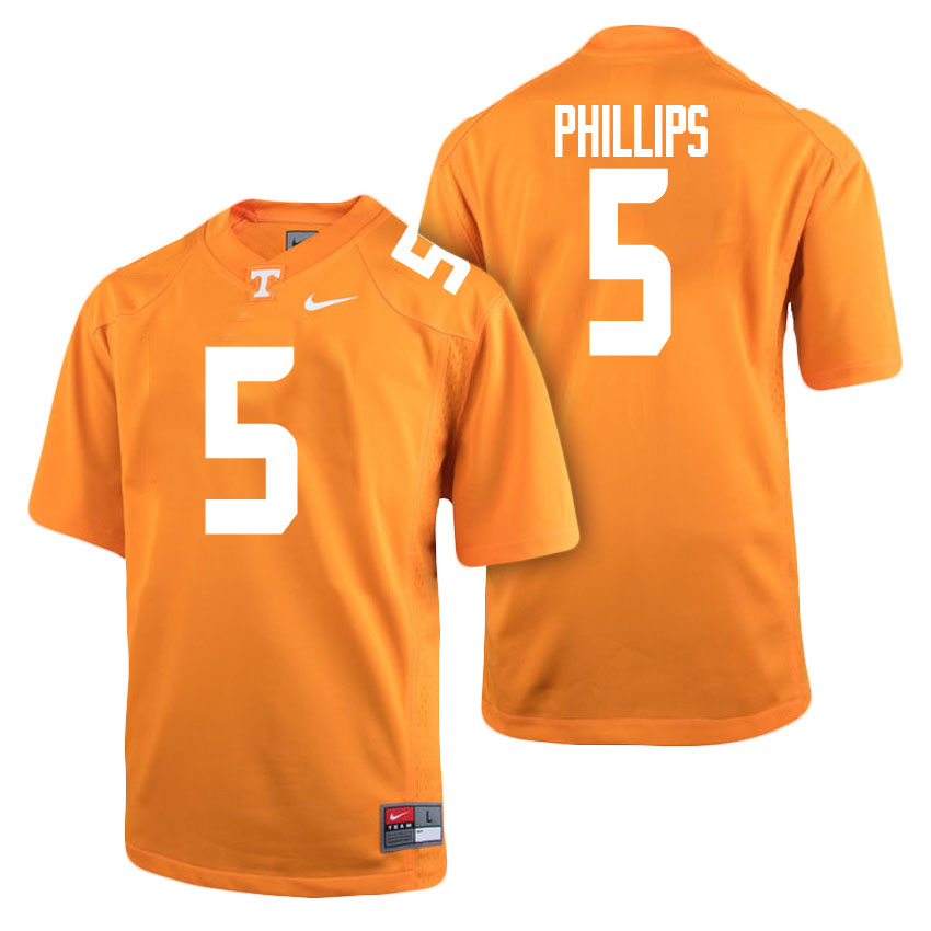 male tennessee volunteers orange 5 kyle phillips college football freshman limited jersey