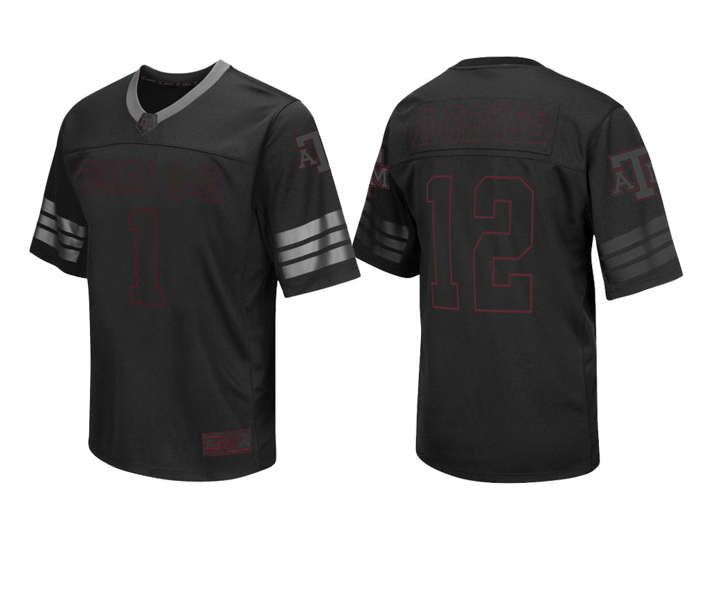 male texas a&m aggies black 1 college colosseum blackout football jersey