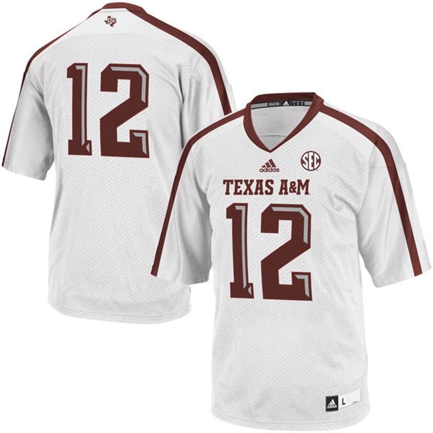 male texas a&m aggies white 12 college football premier jersey