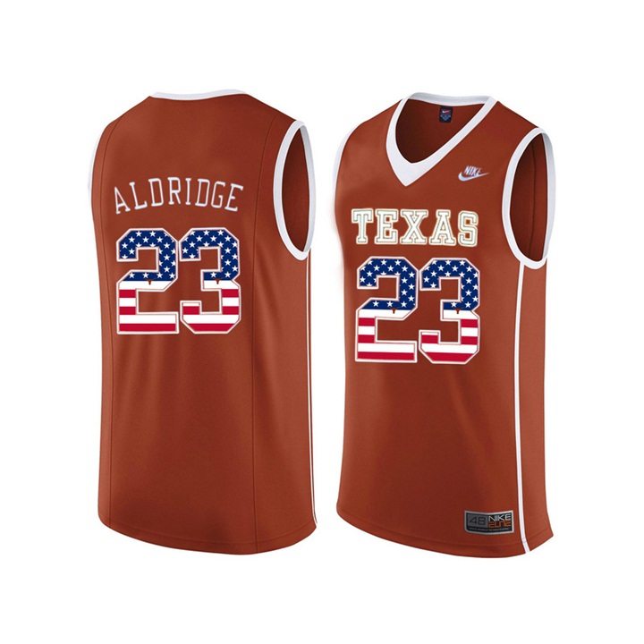 male texas longhorns 23 lamarcus aldridge orange national flag basketball jersey