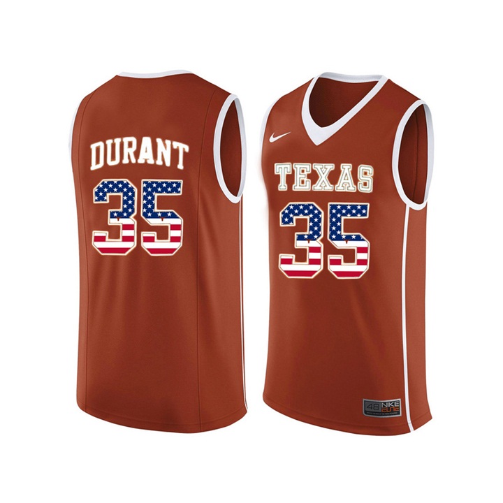 male texas longhorns 35 kevin durant orange national flag basketball jersey