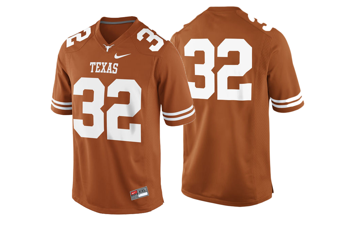 male texas longhorns burnt orange 32 college football game performance jersey