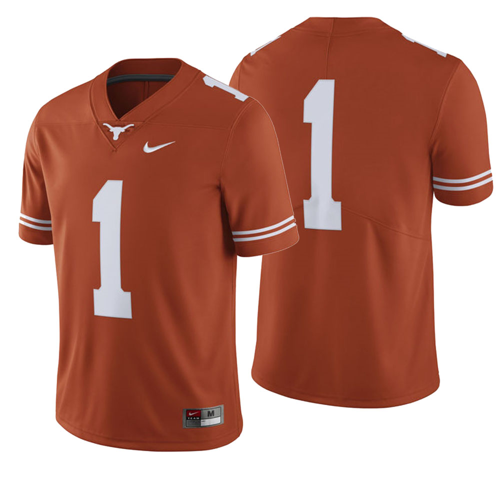 male texas longhorns orange 1 college football game jersey