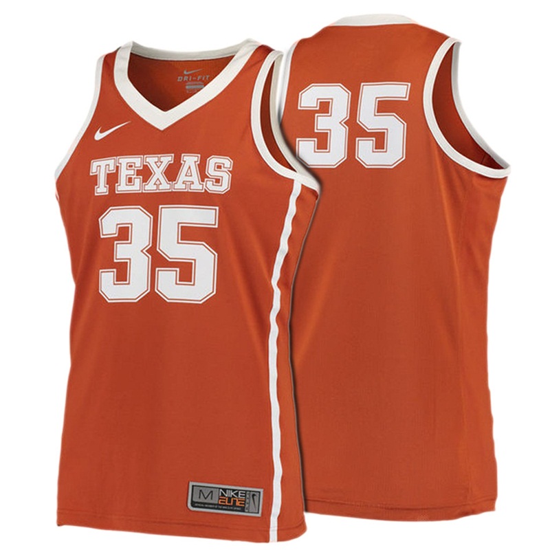male texas longhorns orange 35 basketball performance jersey