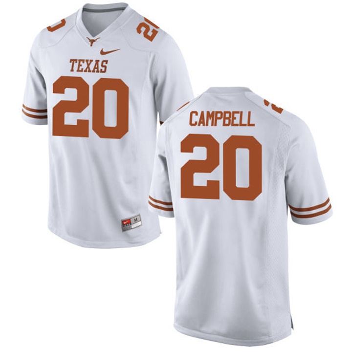 male texas longhorns white earl campbell college football team jersey