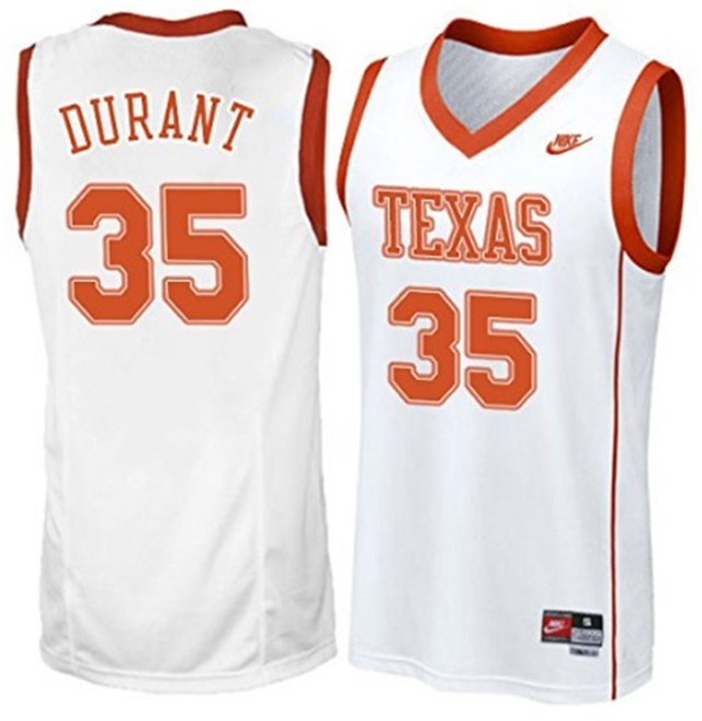 male texas longhorns white kevin durant college basketball jersey