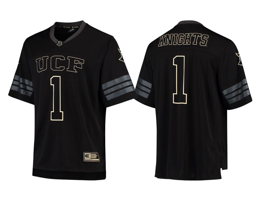male ucf knights black 1 college colosseum blackout football jersey