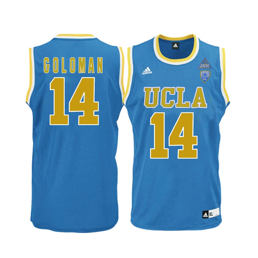 male ucla bruins blue 14 gyorgy goloman ncaa basketball player name and number jersey