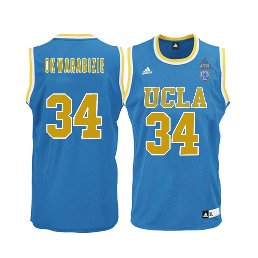 male ucla bruins blue 34 ikenna okwarabizie ncaa basketball player name and number jersey