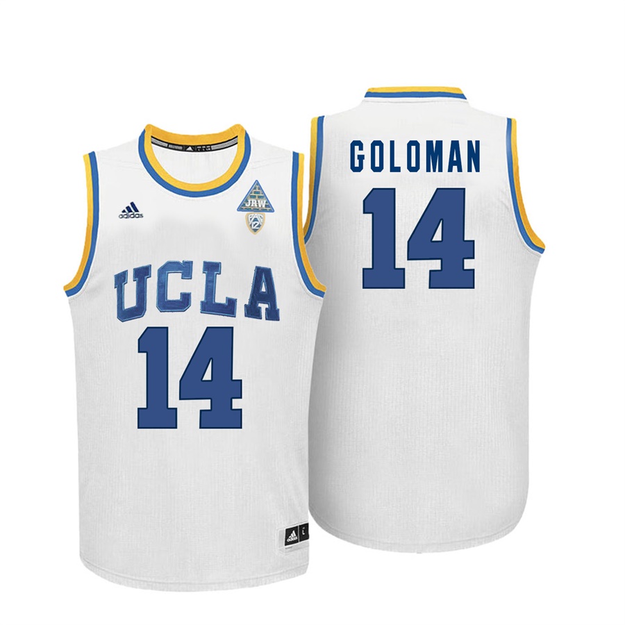 male ucla bruins white 14 gyorgy goloman ncaa basketball player name and number jersey