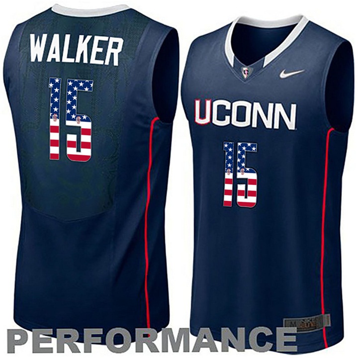 male uconn huskies 15 kemba walker navy blue national flag basketball jersey