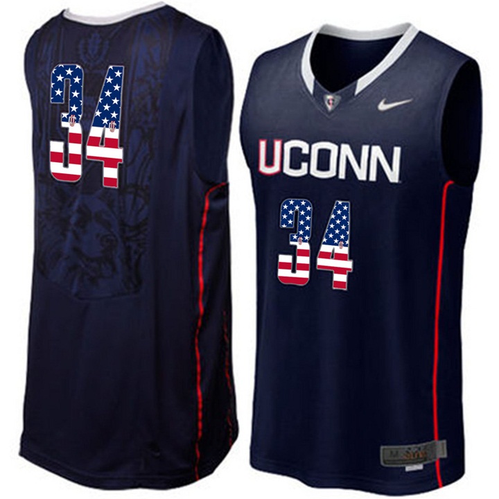 male uconn huskies 34 ray allen navy blue national flag basketball jersey