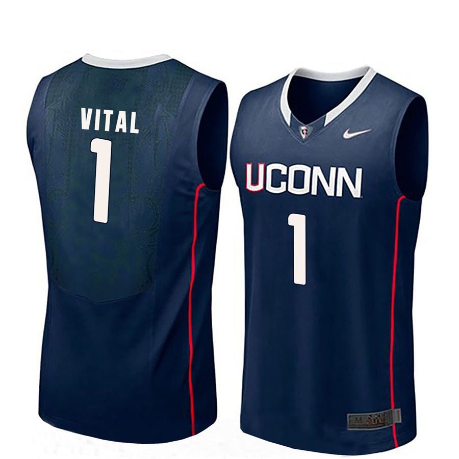 male uconn huskies navy 1 christian vital ncaa basketball player name and number jersey