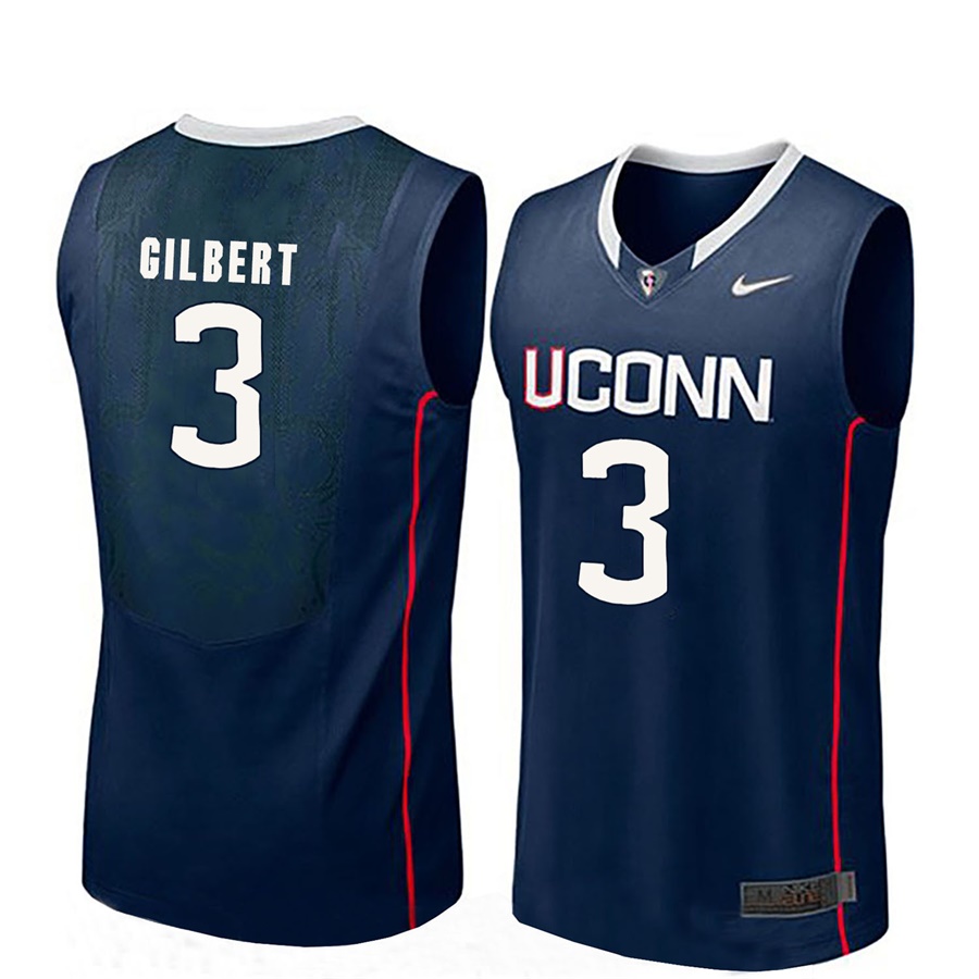male uconn huskies navy 3 alterique gilbert ncaa basketball player name and number jersey