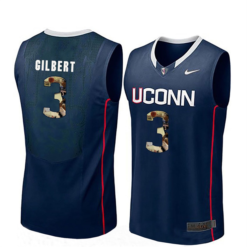 male uconn huskies navy alterique gilbert college basketball player portrait jersey
