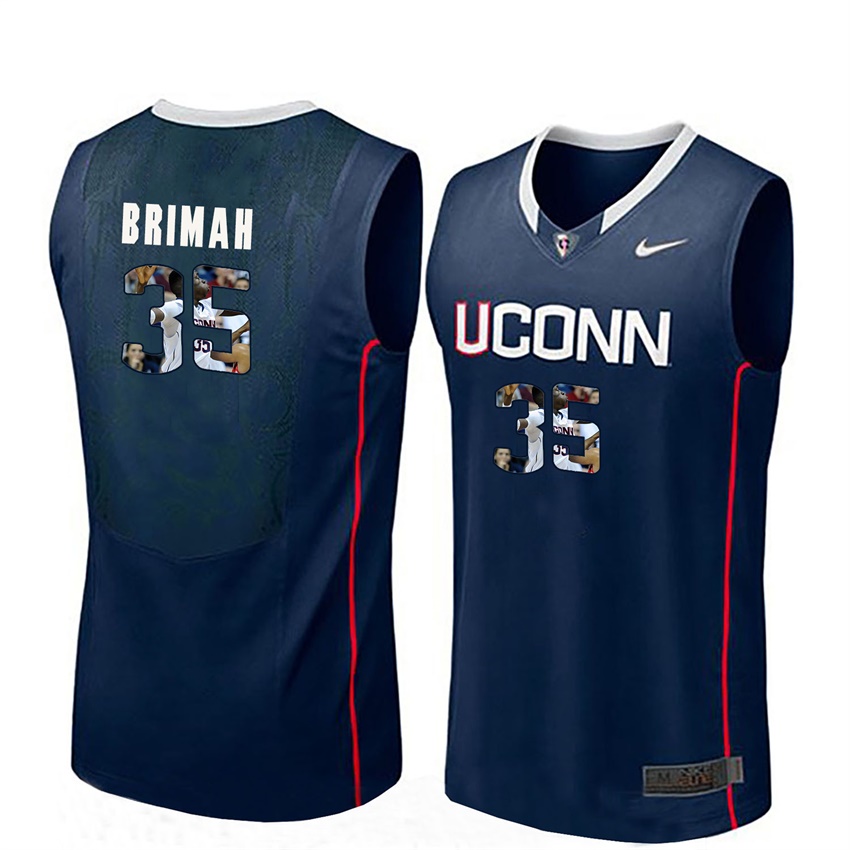 male uconn huskies navy amida brimah college basketball player portrait jersey