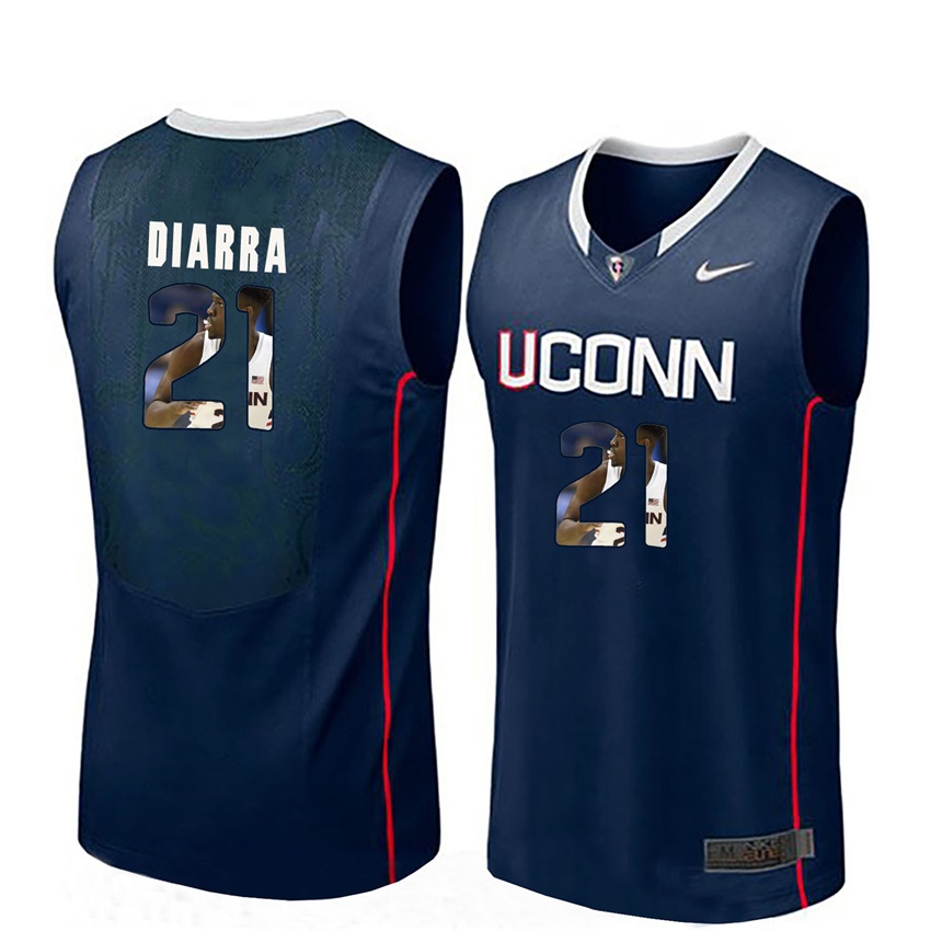 male uconn huskies navy mamadou diarra college basketball player portrait jersey