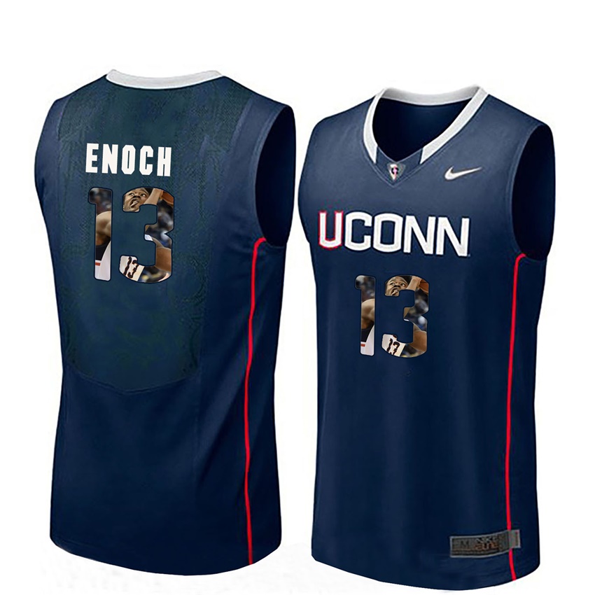 male uconn huskies navy steven enoch college basketball player portrait jersey