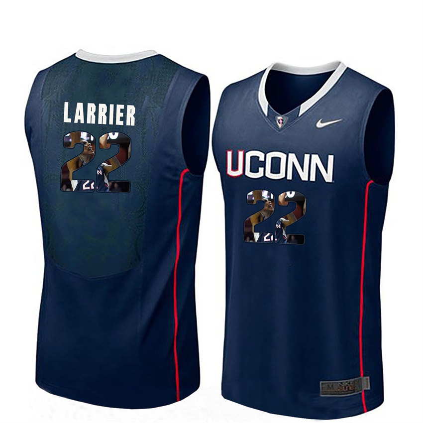 male uconn huskies navy terry larrier college basketball player portrait jersey