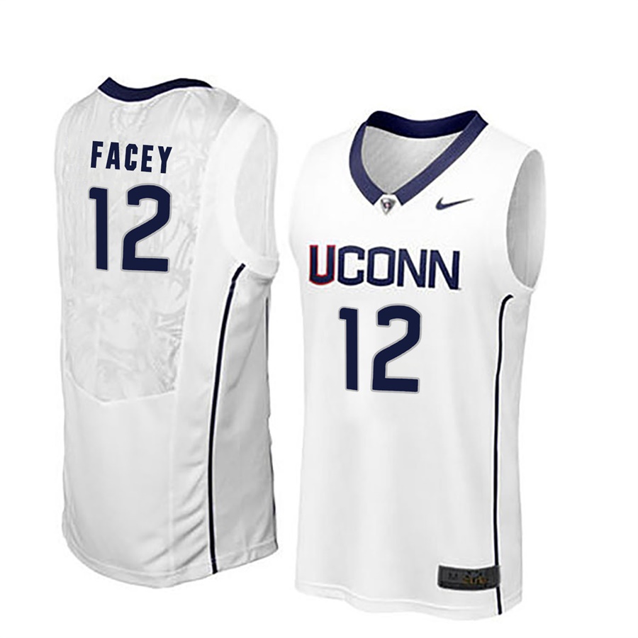 male uconn huskies white 12 kentan facey ncaa basketball player name and number jersey